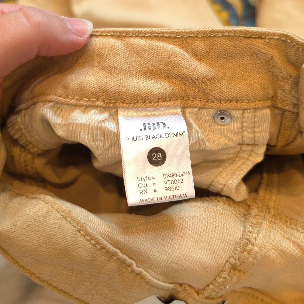 JBD Women's Dark Khaki Twill Flare Pants Size 28 GUC Stretch High Rise - Picture 5 of 6